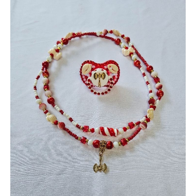 Kit chupeta + guia erê Xangô leaozinho rochinha machadinho mariazinha pedreira rosinha gamelinha Umbanda Candomblé