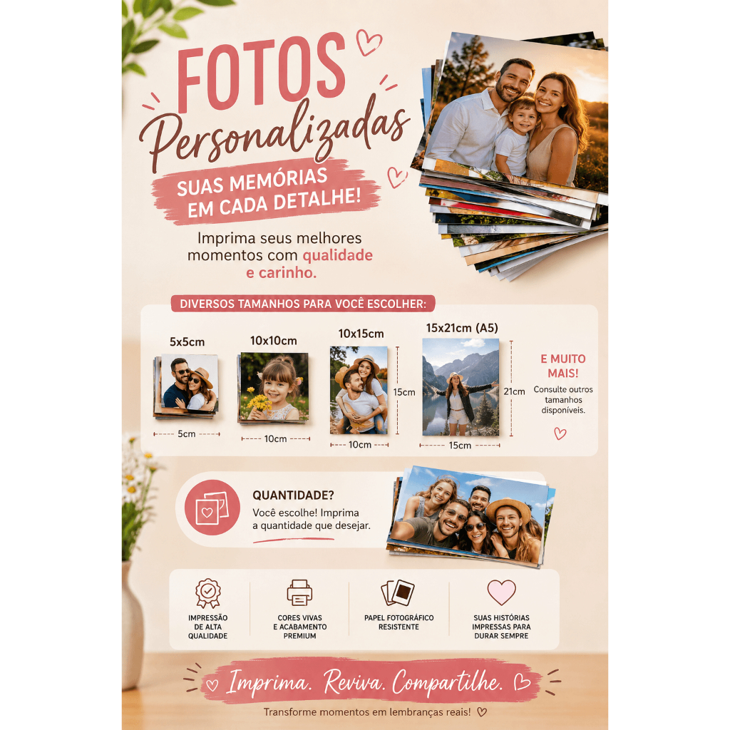 Revelar Fotos - Todos os Tamanhos - Mini fotos - 10x15 - 15x21 Entre Outros - Papel fotográfico - Fotos Impressas