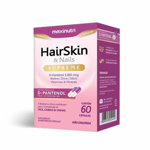 Vitamina D Pantenol E Biotina Hairskin Supreme Maxinutri 60 Capsulas Uso Diario Estetica Cabelo Pele Unha