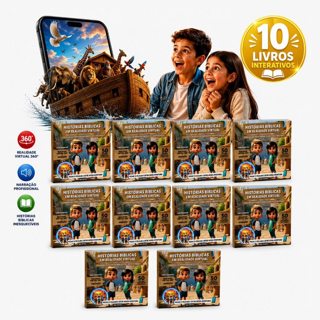 Kit 10 Livros Historias Biblicas em Realidade Realidade Virtual 360° |  Bíblia Narradas Interativo Presente Criança