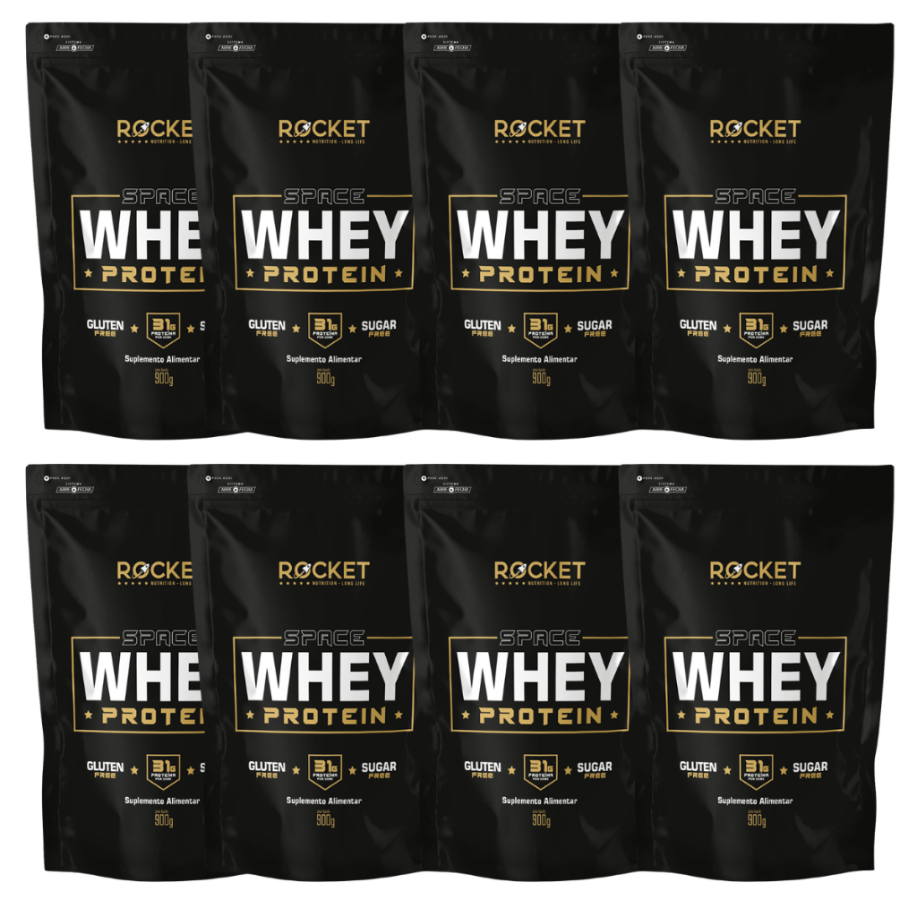 8x Whey Protein Space Rocket 900g Ganho De Massa Muscular