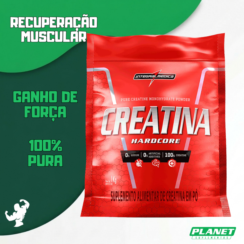 Creatina 1kg Integral Médica Alta Economia Pura Ganho de Força Massa Magra Resistência Recuperação