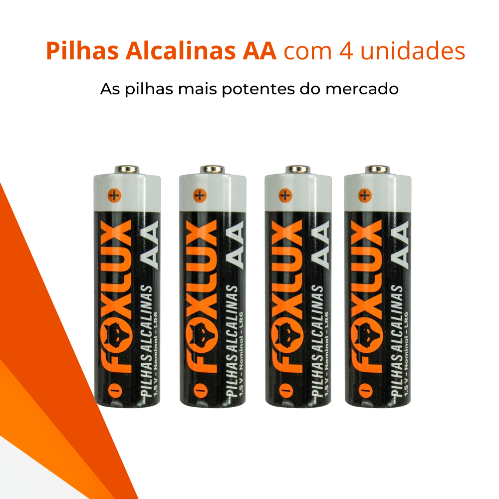 Pilha Alcalina Foxlux AA Pequena Com 4 Un | longa duração, energia confiável, desempenho constante