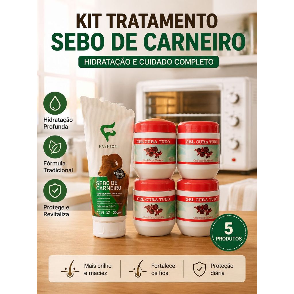 Gel tampa vermelha 4 un 240g - Apinil + Sebo De Carneiro 200g Tradicional