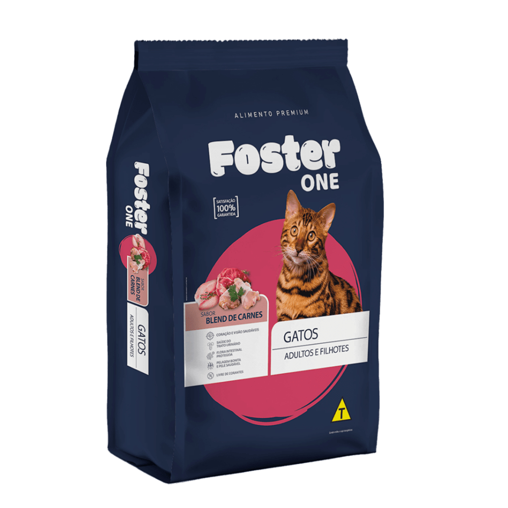 Ração Foster One Premium para Gatos Adultos e Filhotes sabor Blend de Carnes 10.1 KG