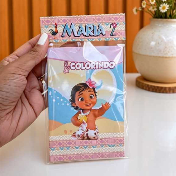 Mini Livro de Colorir Moana Baby – Livrinho de colorir Lembrancinha Personalizada Infantil Moana – Revista(PEQUENA)