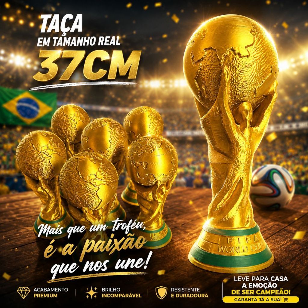 Trofeu Taça da Copa do Mundo 2022 FIFA Decoração Tamanho Real