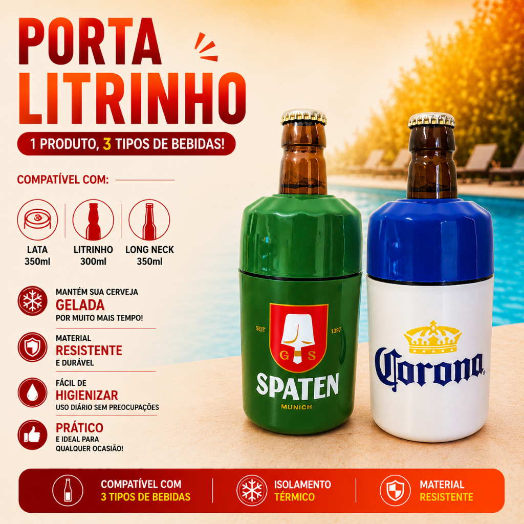 Kit 2 Suporte De Cerveja Porta Lata Litrinho Long Neck Termico Marcas