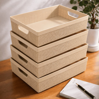 Kit de Cestos Organizadores Grande de Guarda Roupa Empilhável Multiuso Escritório 2L 5,2L…