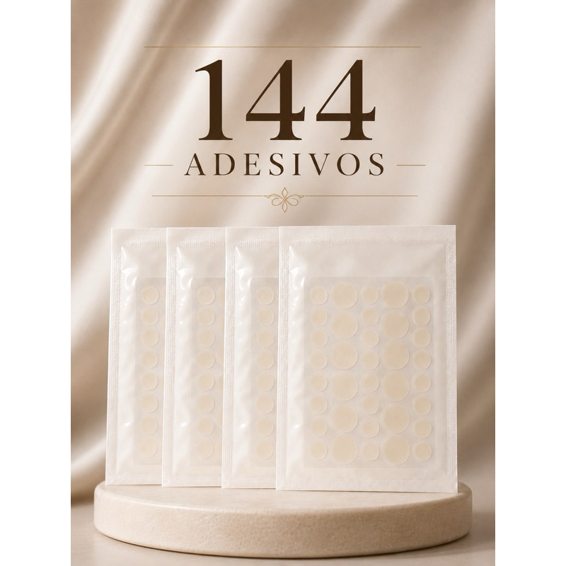 144 Adesivo Hidrocoloide Transparente para Espinha e Acne Secativo