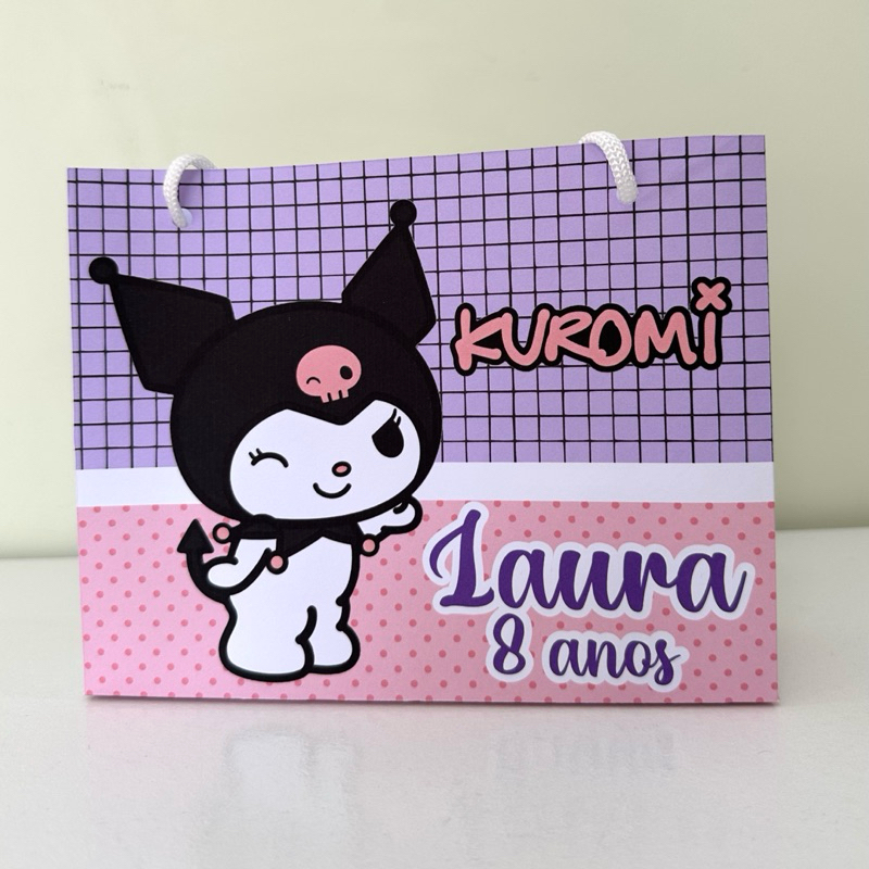 Sacolinha Personalizada Kuromi - PEGUE E MONTE | Sacolinha Infantil | Lembrancinha de Festa | Aniversário Infantil