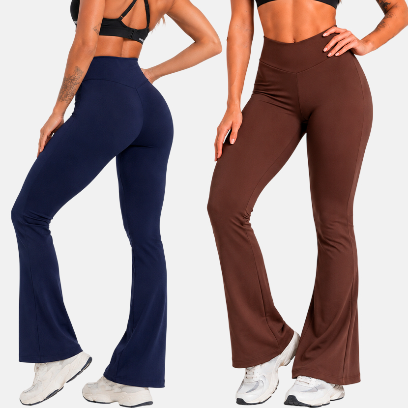 Calça Flare Legging Fitness Feminina Boca de Sino Bailarina Zero Transparência para Academia e Treino Cós Alto
