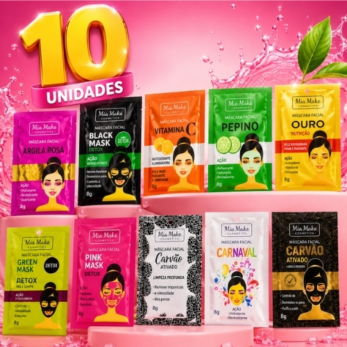 Kit Máscara Creme Facial Sachê - 10 unidades