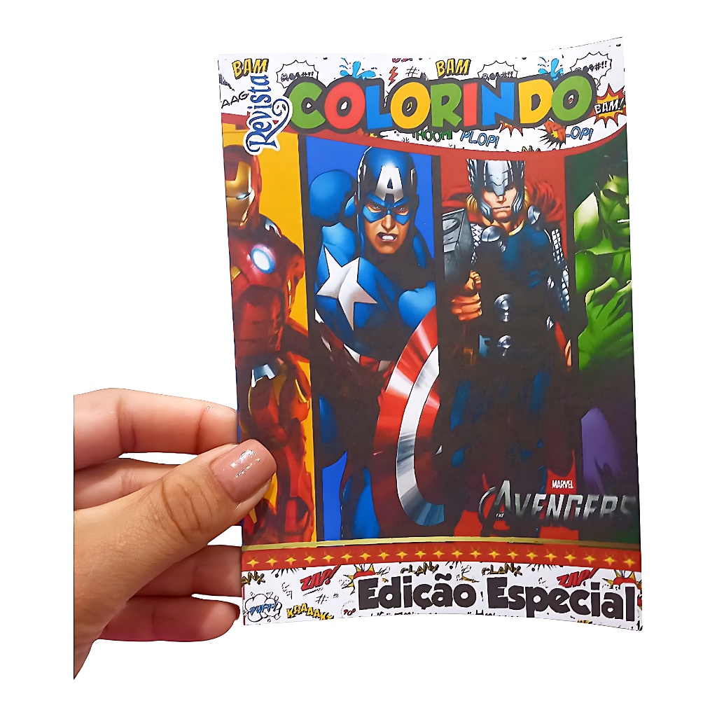 Kit 10-50 Un Livrinho Revistinha de Colorir Vingadores Personalizado Com Nome Tam A6 | Lembrancinha Aniversário Infantil