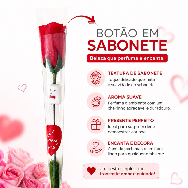 Detalhes do Kit Botão Rosa Flor com Ursinho Dia dos Pais Flor em Sabonete Presente Botão Flores Artificiais
