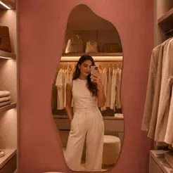 Espelho Lopazzi Orgânico Grande Corpo Inteiro Lapidado Polido Decoração Quarto Sala Closet Luxo