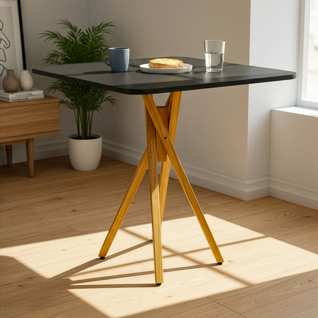 Mesa Bistrô Quadrada 90cm Mdf Pé Trançado Jantar