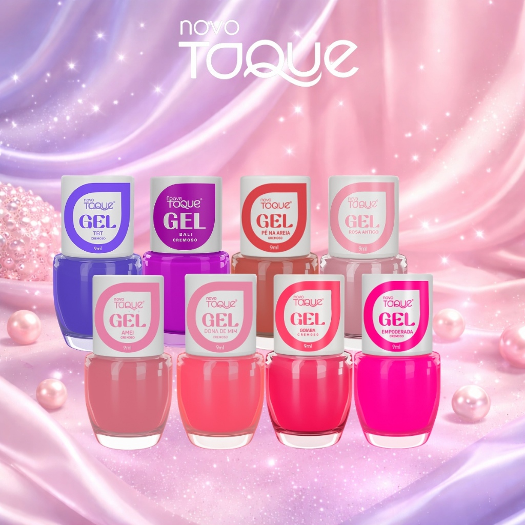 Kit 8 Esmaltes Novo Toque Efeito Gel Tons Diversos Nude E Vibrantes Tendência Mais Vendidos