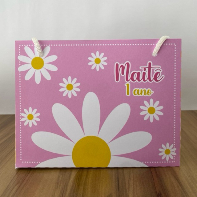 Sacolinha Personalizada Margarida - PEGUE E MONTE - | Sacolinha Infantil | Lembrancinha de Festa | Aniversário Infantil