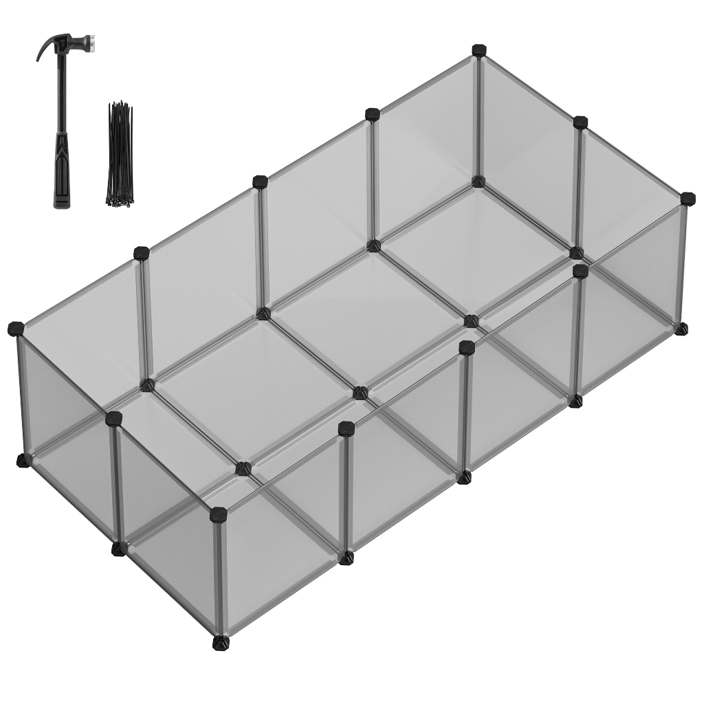 SONGMICS Cercado Com Placas De Base, Para Porquinho-Da-Índia, Hamster, Coelho, 143x73x46 Cm, Cinza