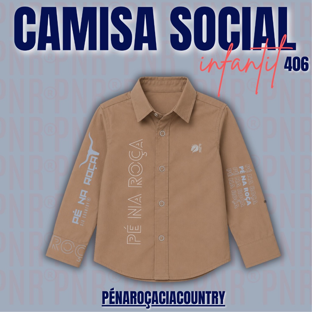 Camisa Social Infantil Tricoline Unisexx Rodeios manga longa festas country cavalos haras COD406