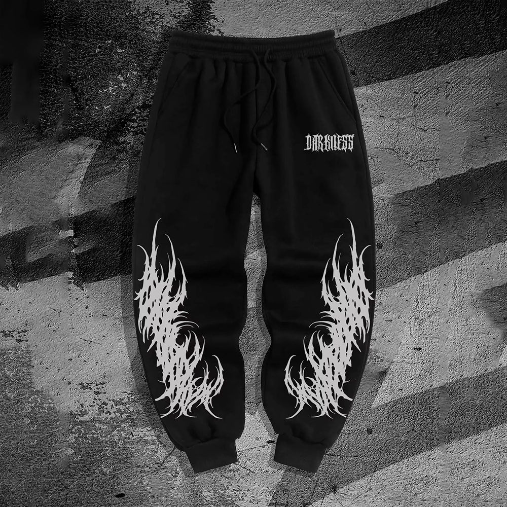 Calça Moletom Algodão Confortável Academia Arte Espinhos Y2k Animal Streetwear Exclusiva Gótico Gym Treino Fitness