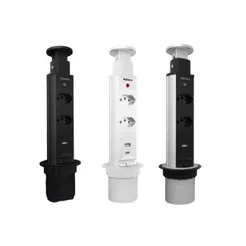 Torre de Tomadas 14A Bivolt com 2 Tomadas 2 USB Cabo 1,5 m Renna Preta Branca ou Prata