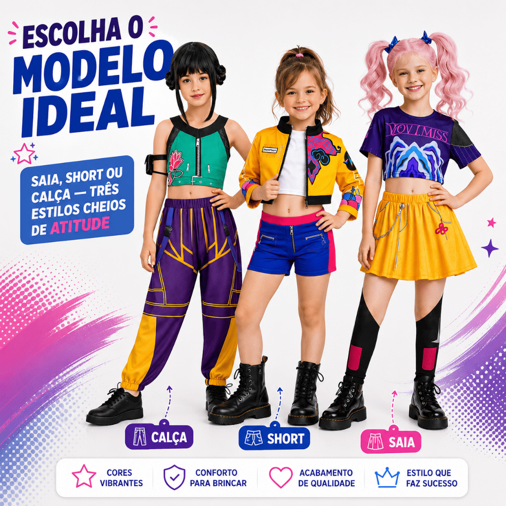 Fantasia Guerreiras Kpop Infantil Menina 3 Modelos Cosplay Festa POP