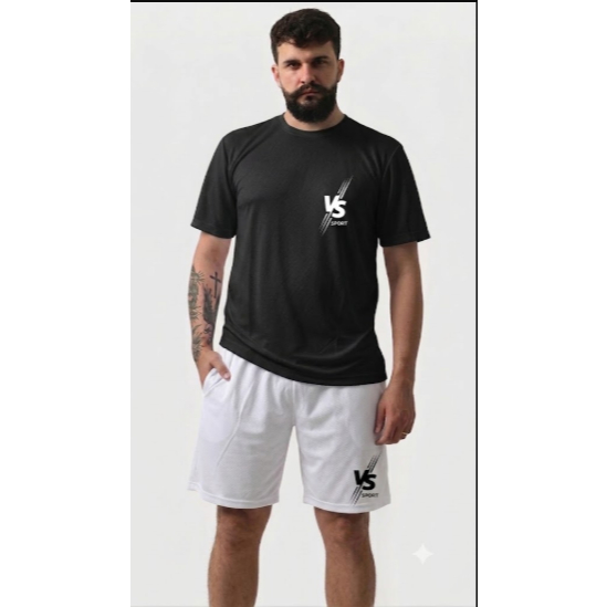 Conjunto Masculino Dry Fit Camiseta +  Short De Academia Treino Flexível Com Elastano Para Esportes