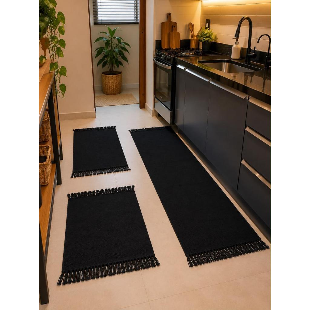 Kit Tapete para Cozinha 3 Peças Passadeira Decorativa Premium
