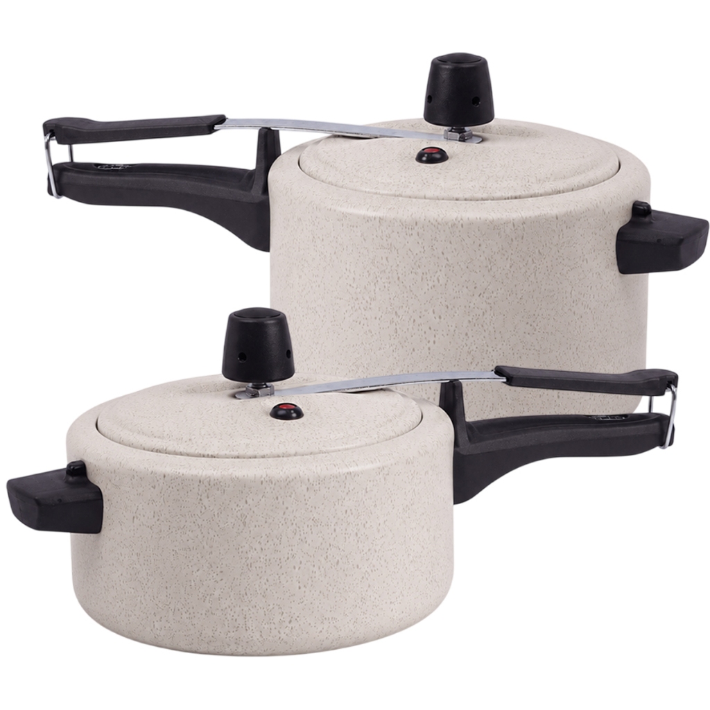 Kit 2 Panelas de Pressão 3 e 4,5L Brinox Cerâmic Life Vapt Bege - 2pçs