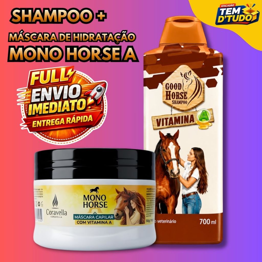 Shampoo de Cavalo Good Horse Original + Mono Horse A Coravella Máscara de Hidratação 300g