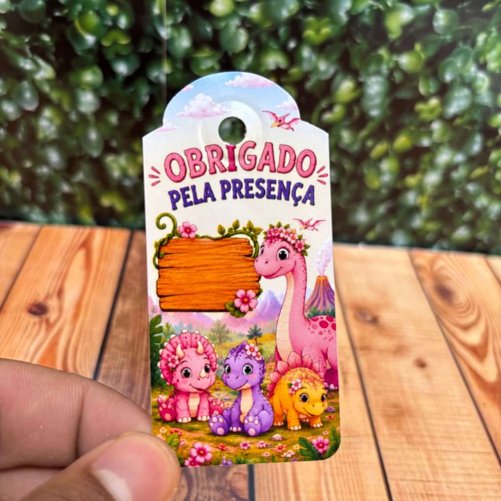 Kit Tags Personalizadas para Lembrancinhas Dinossauro Baby Feminino Festa Infantil