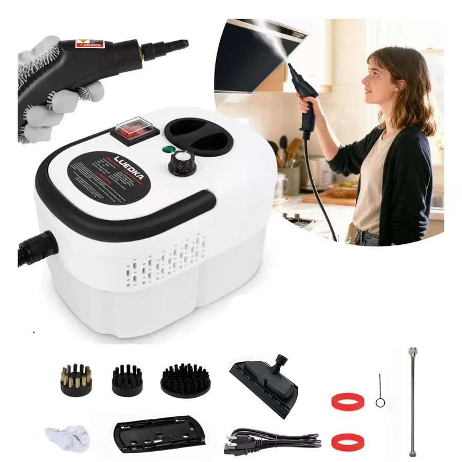 Máquina de Limpeza Vapor 2500W Portátil Alta Pressão com 8 Cabeças de Escova para Limpeza Pesada-D14