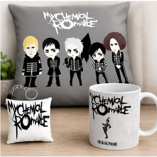 Kit My Chemical Romance Rock Emo Caneca Almofada Chaveiro