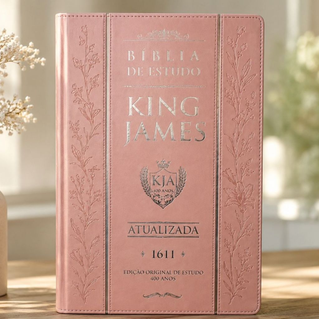 Bíblia de Estudo King James Atualizada | Hipergigante | Full Collor | Capa Dura Rose