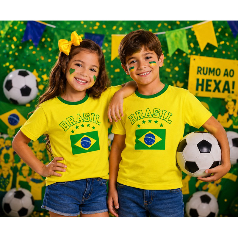 camiseta do Brasil infantil copa do mundo seleção brasileira hexa