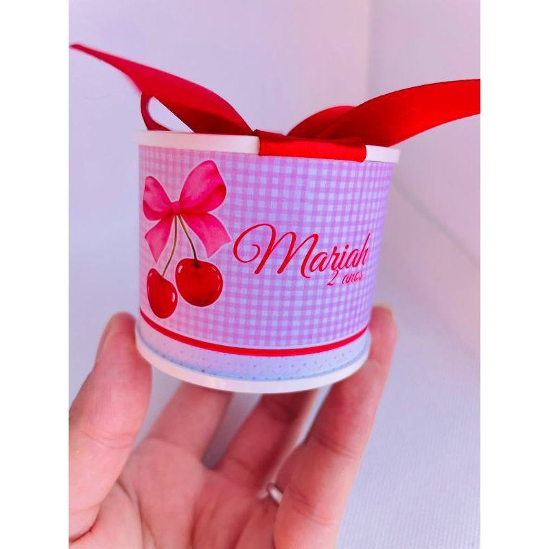 Mini Tubolatas Aniversário Cerejinha | Cereja | Personalizada com nome | 5x6 | Lembrancinhas | Pronta para uso