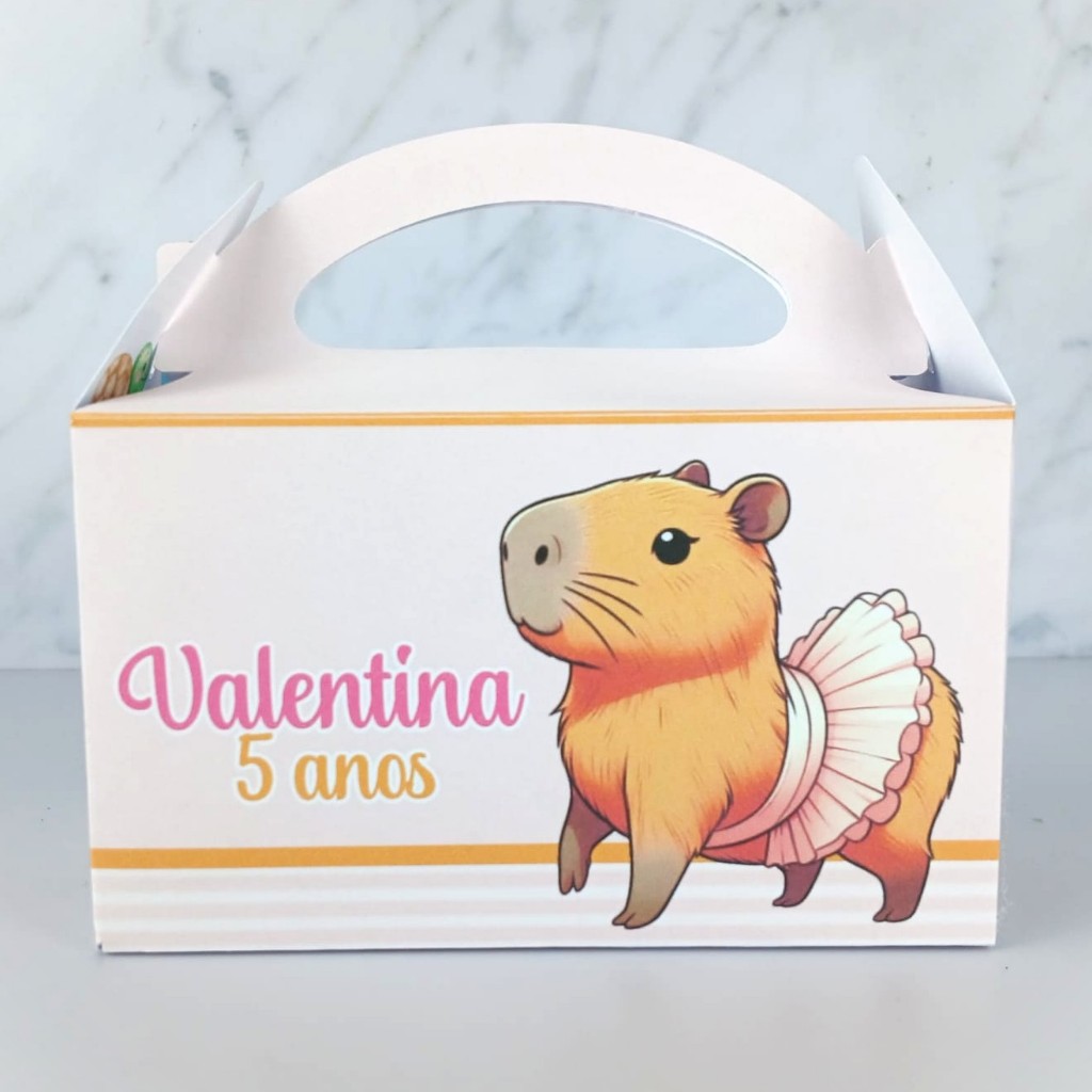 Maletinha Personalizada Capivara Bailarina PEGUE E MONTE  Lembrancinha de Aniversário Infantil