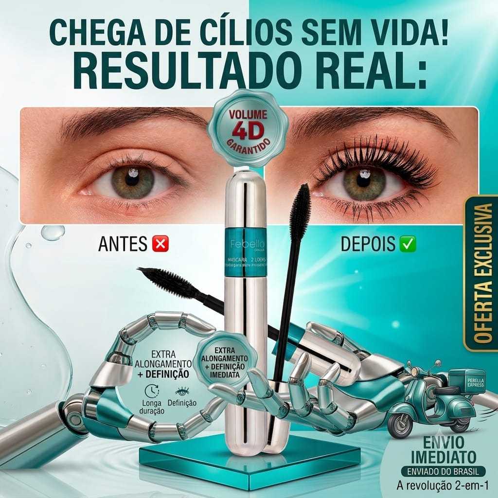 Rimel ​Máscara de Cílios 4D Prova D'água Efeito Cílios Postiços Rímel 2 em 1 Alonga Define Volume …