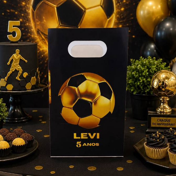 Lembrancinhas sacolinhas personalizadas Futebol Ouro