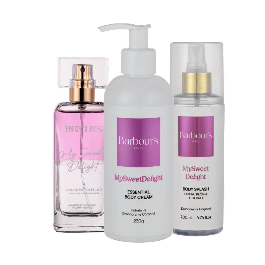 Kit Body Splash Hidratante Corporal Perfume Capilar My Sweet Delight Barbour's Beauty