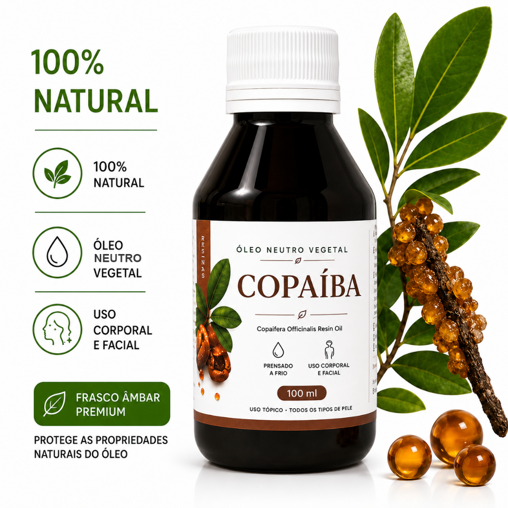 Óleo Neutro Vegetal Copaíba 100ml 100% Natural Corpo Pele Cabelo Massagem
