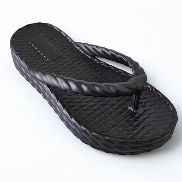 Chinelo Tamanco Nuvem Preto Trançado Anabela Plataforma Feminino Leve Antiderrapante do 33 ao 40