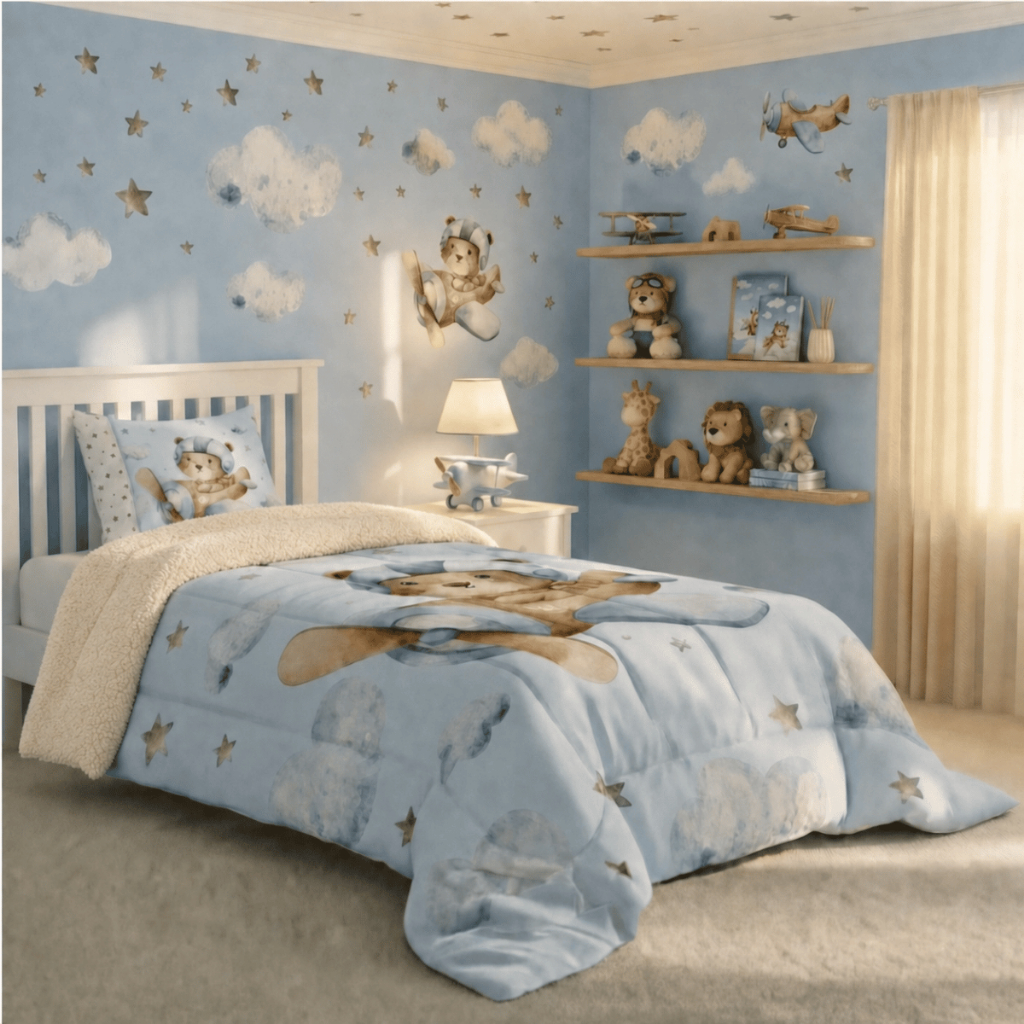 Edredom Sherpa Solteiro 1PC Infantil 400 Fios (PREMIUM) Dupla Face e Toque Macio