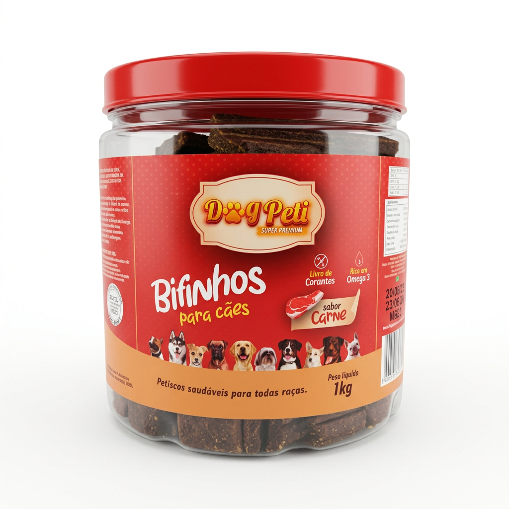 Bifinho Petisco Para Cães Super Premium Dog Peti 1kg Pote Pet Macio Treinamento Pet Cachorros