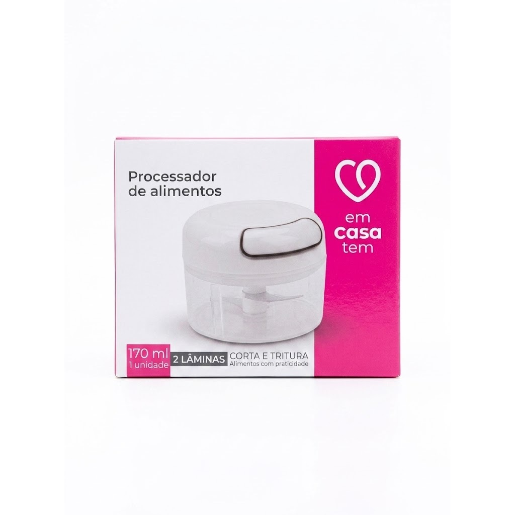 Mini Processador Manual de Alimentos 170ml Triturador Multifuncional Alho Cebola Temperos 2 Lâminas