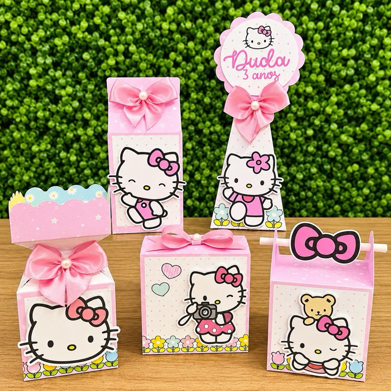 Kit Personalizado Hello Kitty Rosa + MIMO | Caixinhas Hello Kitty | Festa Hello Kitty | Aniversário | Festa infantil