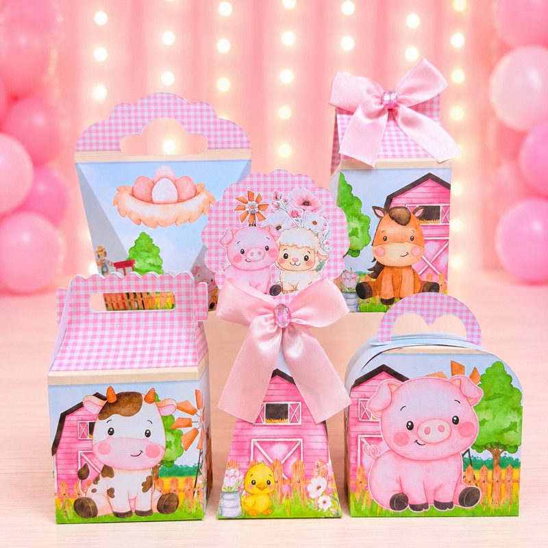 Kit Festa Fazendinha Menina Caixinhas para festa infantis lembrancinhas de aniversario mimos decoração personalizados