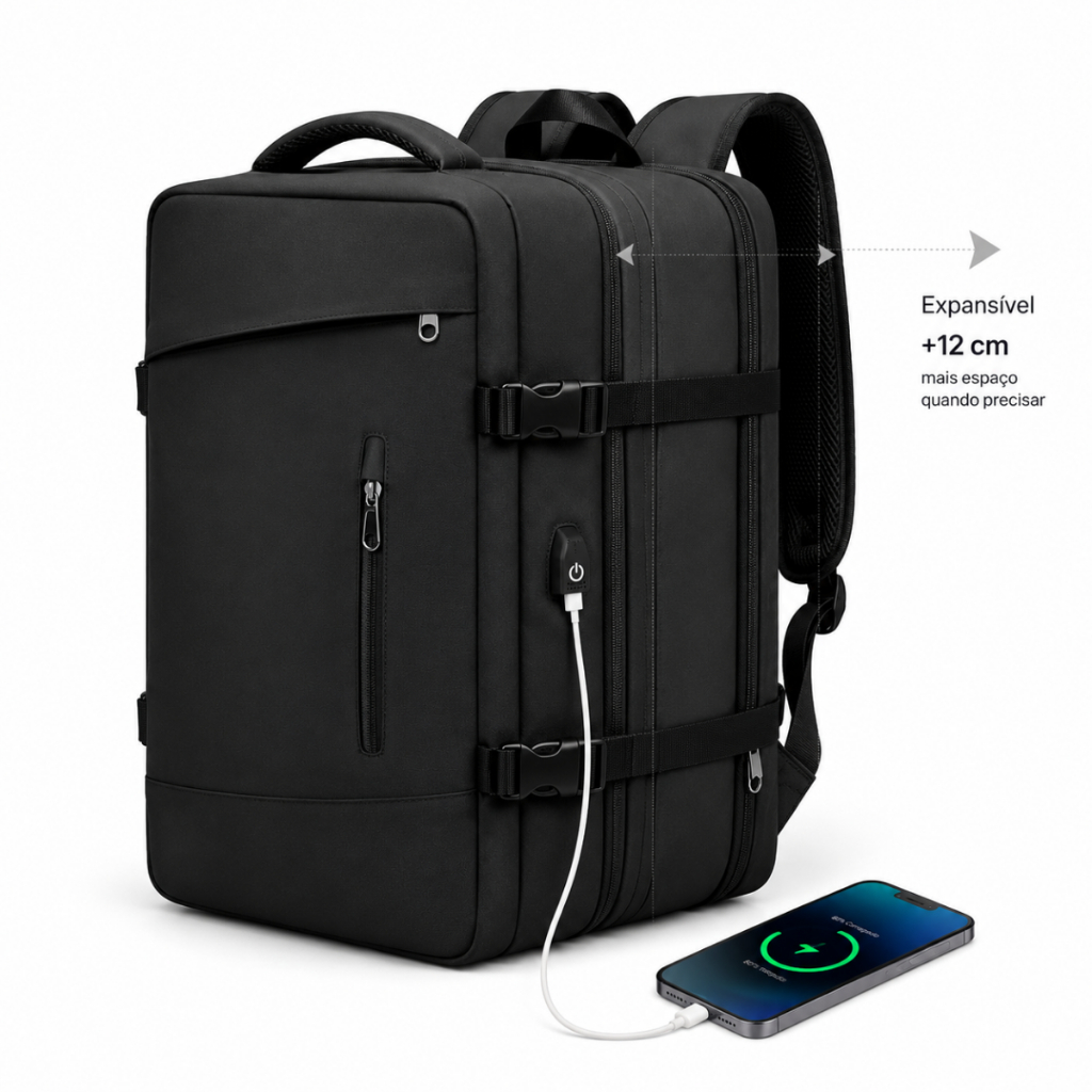 Mochila de Viagem Reforçada  Masculina e Feminina Impermeável Executiva para Notebook